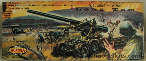 Aurora 1/48 US Army 155mm 'Long Tom' Artillery Cannon, 308 plastic model kit